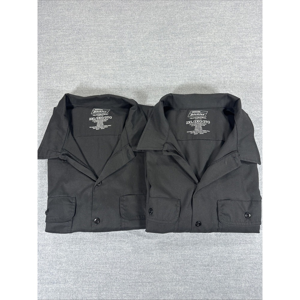 2 Pack Dickies GS570BK Work Shirts Mens 2XL Black Temp Control Short Sleeve
